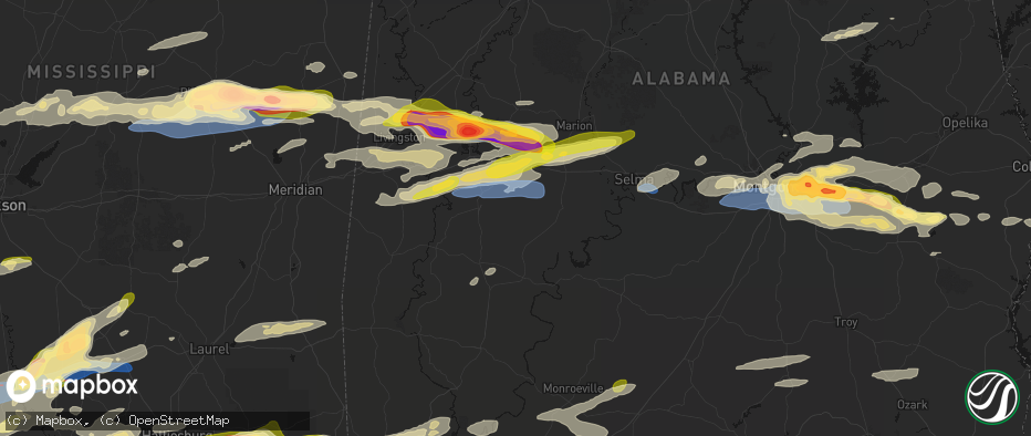 Hail map in Thomaston, AL on May 6, 2026