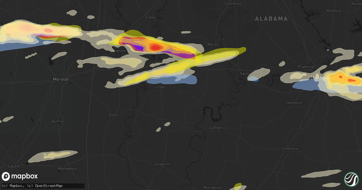 Hail map in Thomaston, AL on May 6, 2026