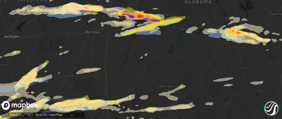 Hail map in Thomasville, AL on May 6, 2026