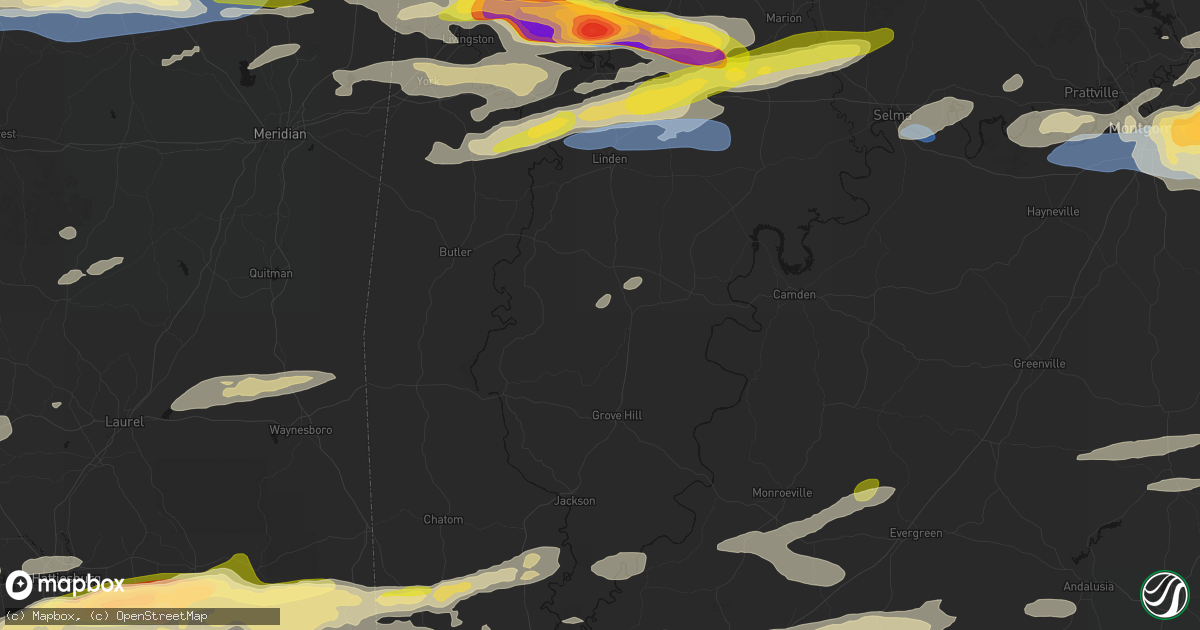 Hail map in Thomasville, AL on May 6, 2026