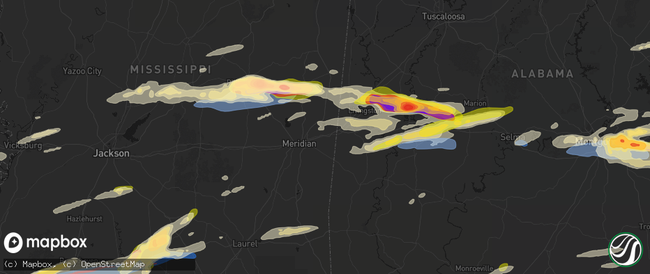 Hail map in Toomsuba, MS on May 6, 2026