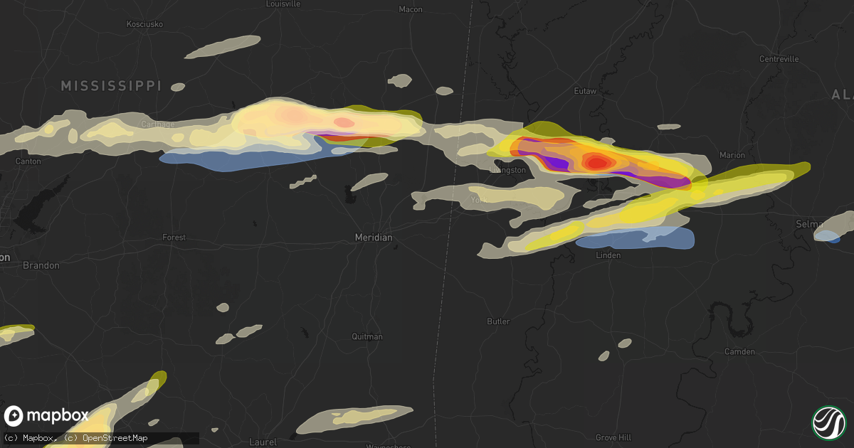 Hail map in Toomsuba, MS on May 6, 2026