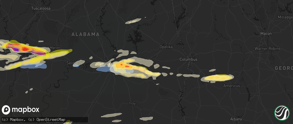 Hail map in Tuskegee Institute, AL on May 6, 2026