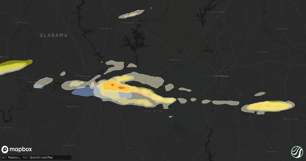 Hail map in Tuskegee Institute, AL on May 6, 2026