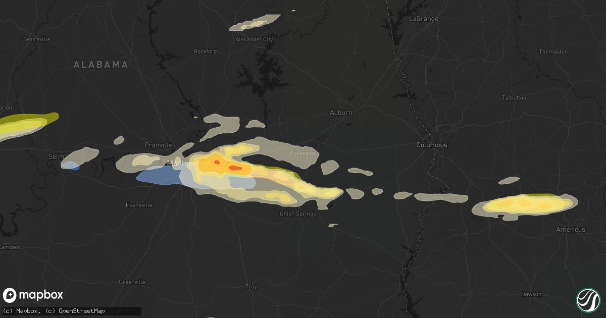 Hail map in Tuskegee, AL on May 6, 2026