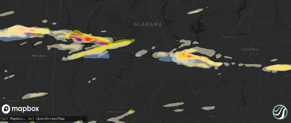Hail map in Tyler, AL on May 6, 2026