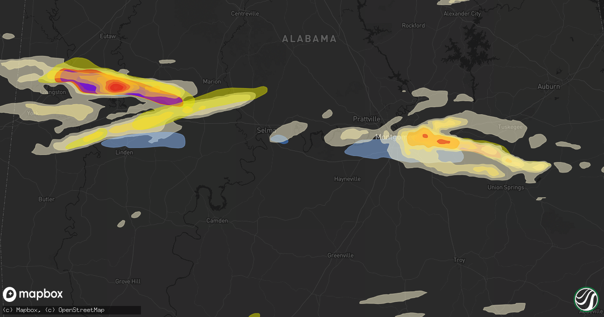 Hail map in Tyler, AL on May 6, 2026
