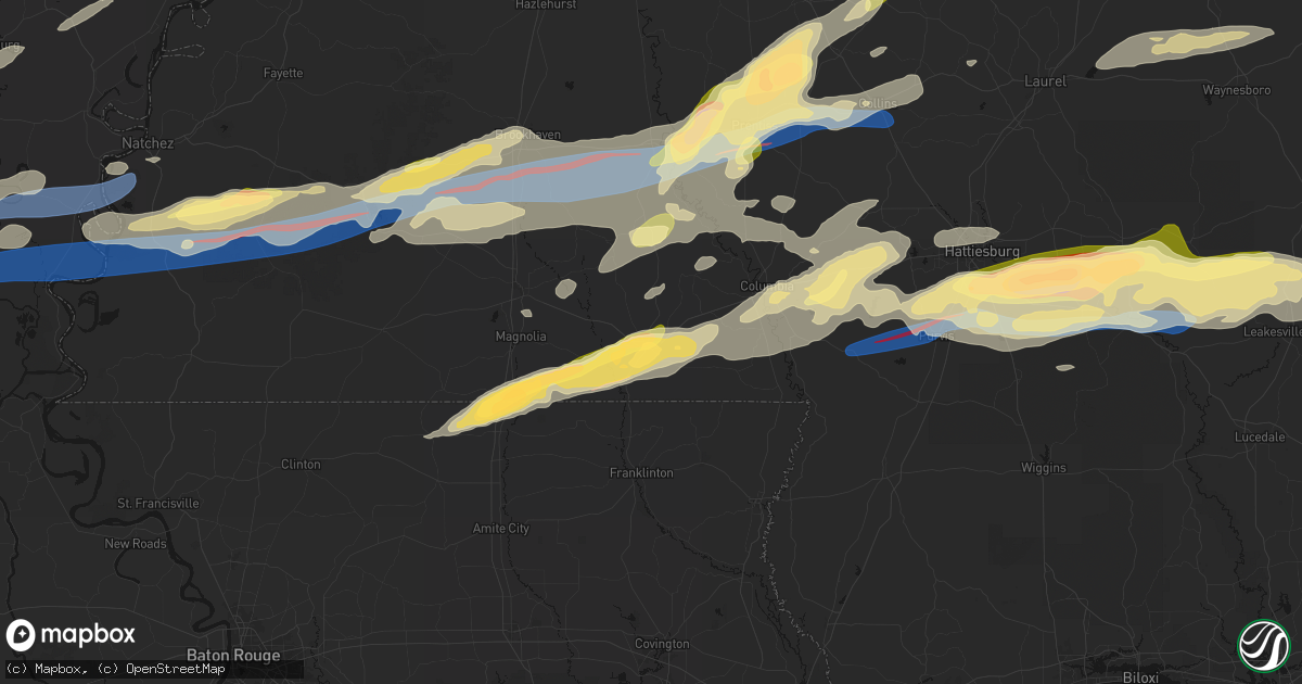 Hail map in Tylertown, MS on May 6, 2026