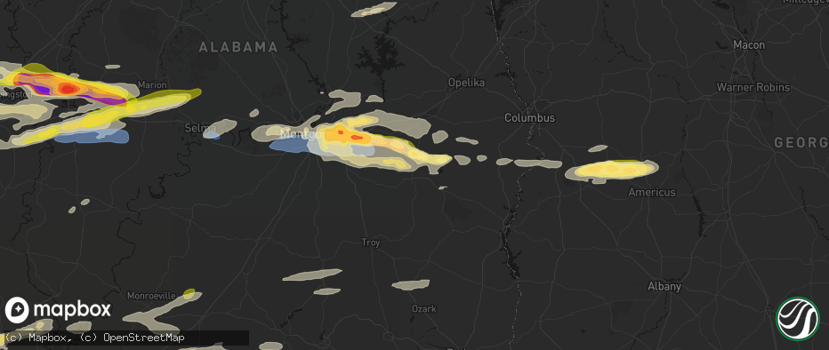 Hail map in Union Springs, AL on May 6, 2026