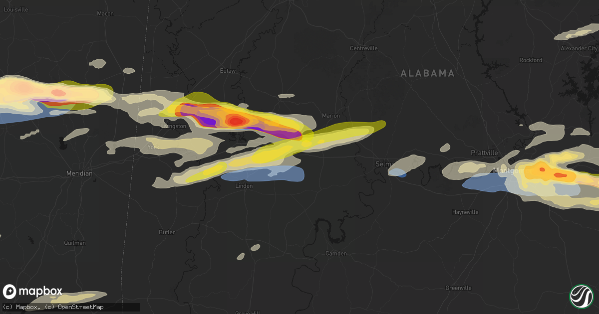Hail map in Uniontown, AL on May 6, 2026
