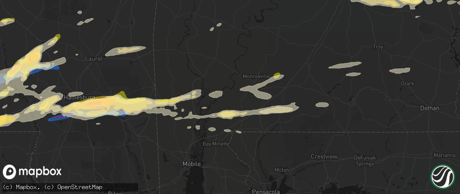 Hail map in Uriah, AL on May 6, 2026