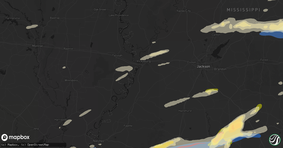 Hail map in Vicksburg, MS on May 6, 2026