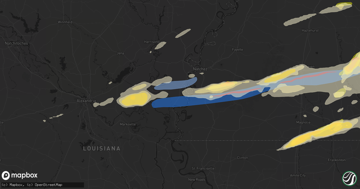 Hail map in Vidalia, LA on May 6, 2026