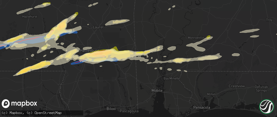 Hail map in Vinegar Bend, AL on May 6, 2026