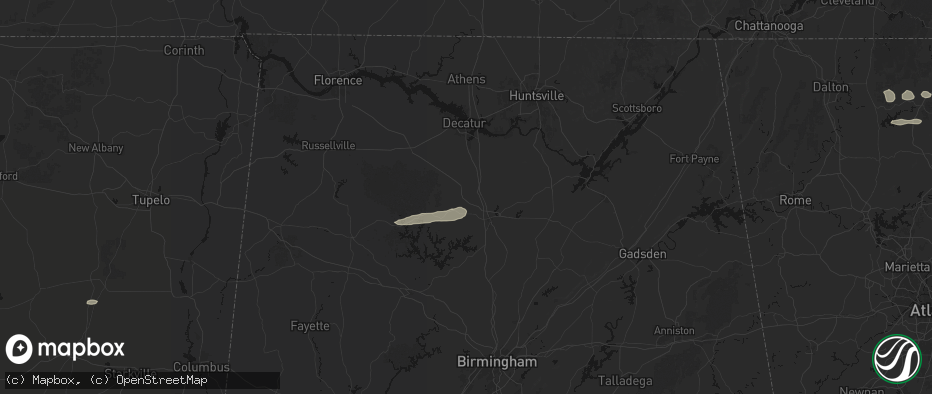 Hail map in Vinemont, AL on May 6, 2026