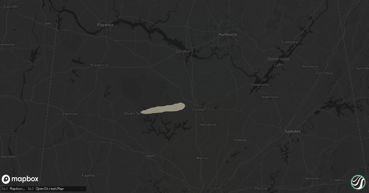 Hail map in Vinemont, AL on May 6, 2026