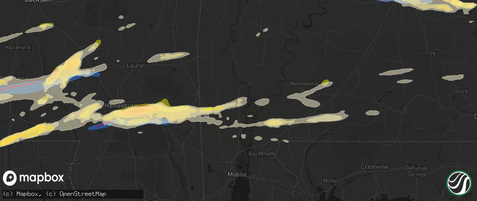 Hail map in Wagarville, AL on May 6, 2026