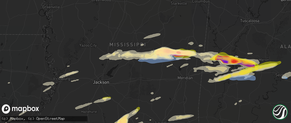 Hail map in Walnut Grove, MS on May 6, 2026