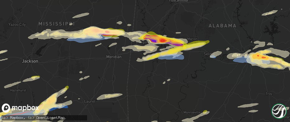 Hail map in Ward, AL on May 6, 2026