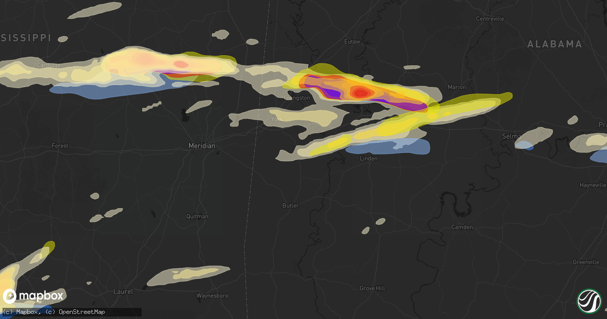 Hail map in Ward, AL on May 6, 2026