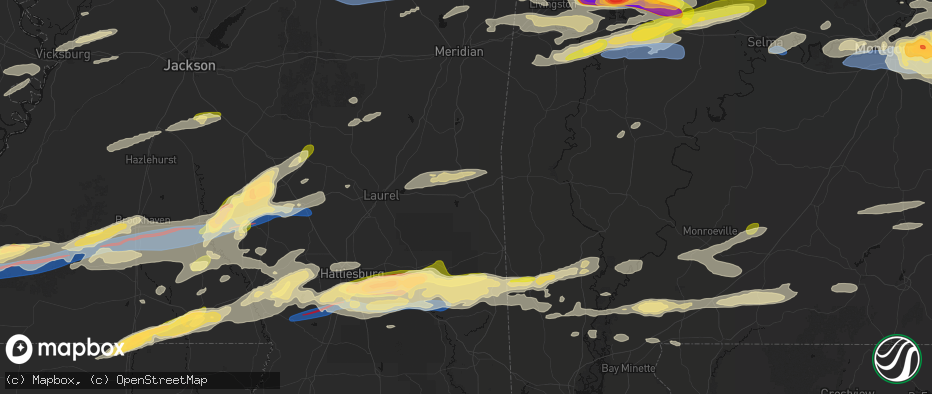Hail map in Waynesboro, MS on May 6, 2026