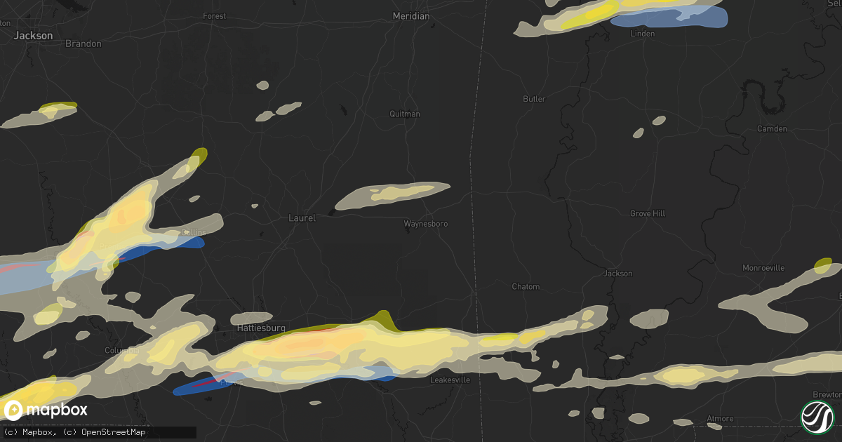 Hail map in Waynesboro, MS on May 6, 2026