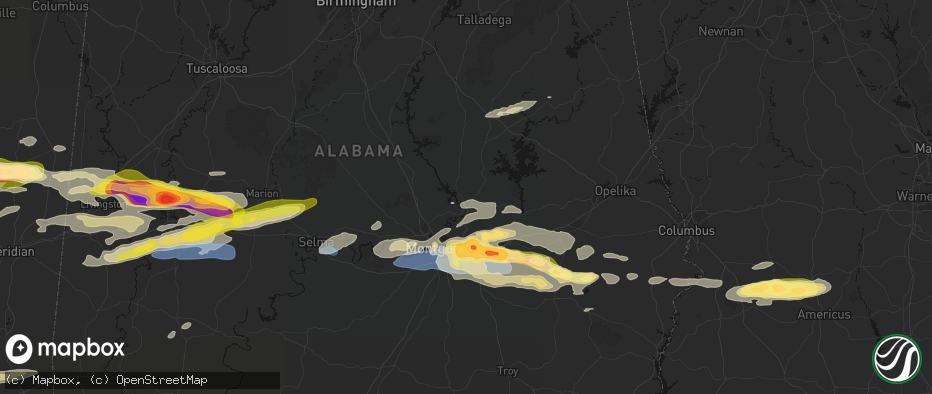Hail map in Wetumpka, AL on May 6, 2026