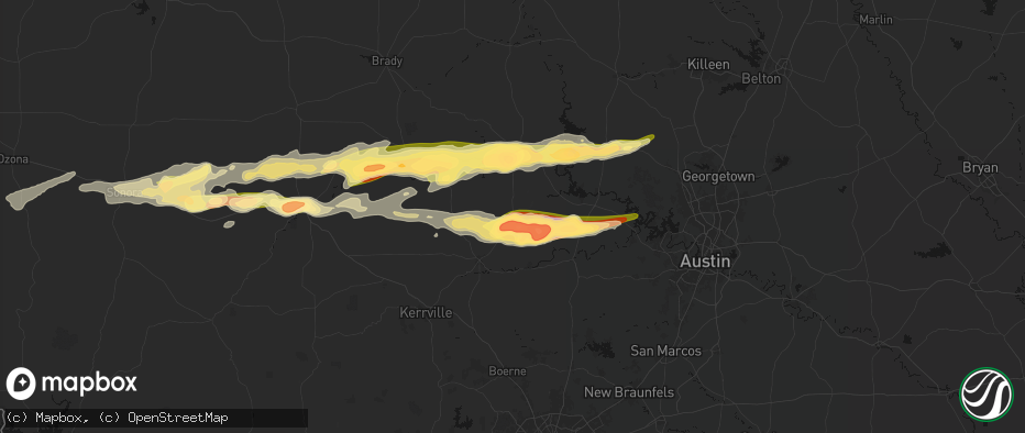 Hail map in Willow City, TX on May 6, 2026