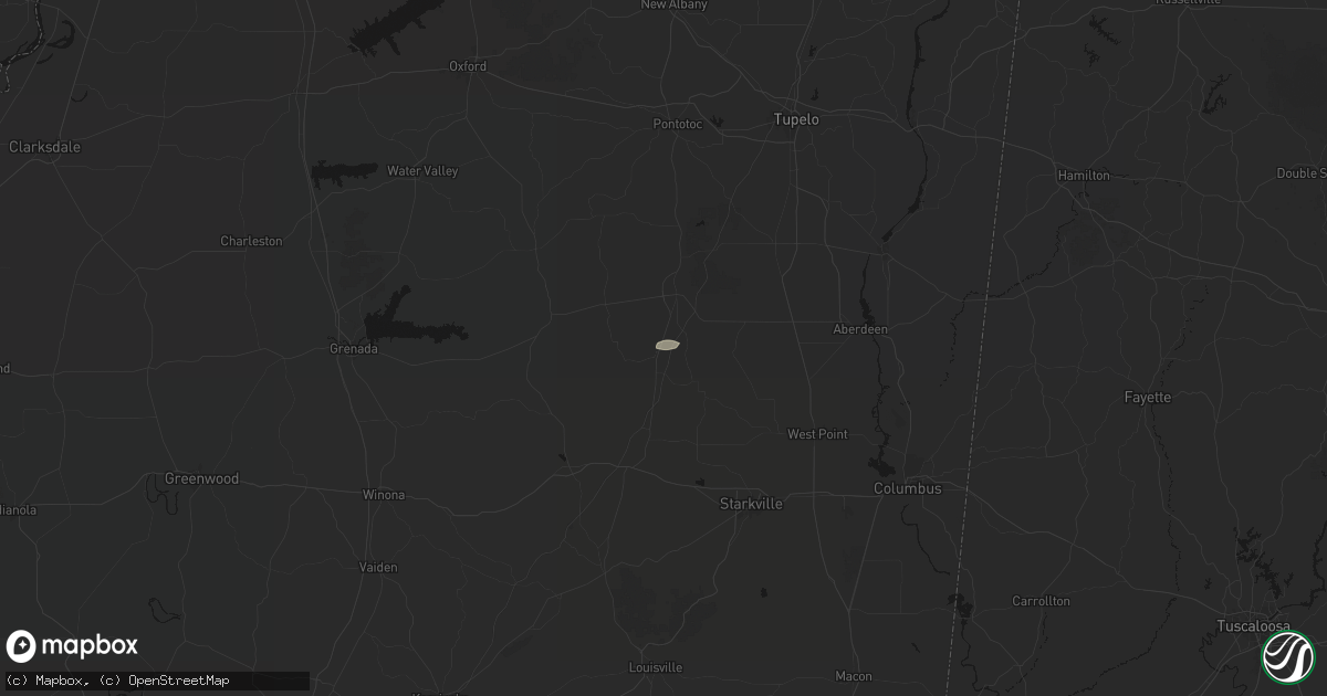 Hail map in Woodland, MS on May 6, 2026