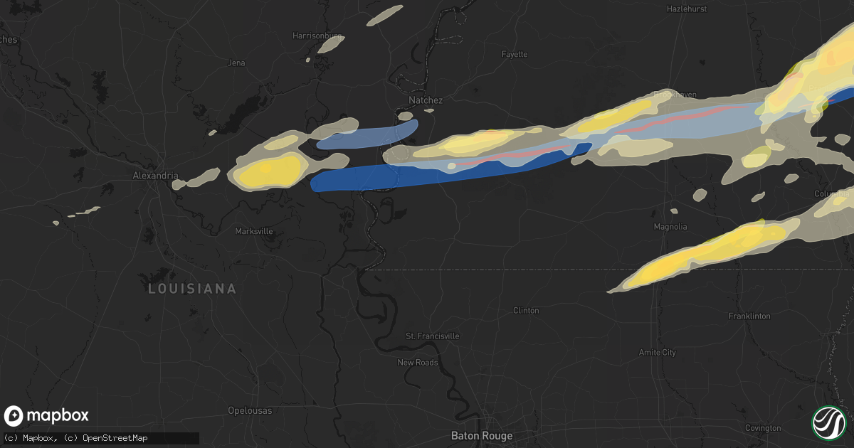 Hail map in Woodville, MS on May 6, 2026