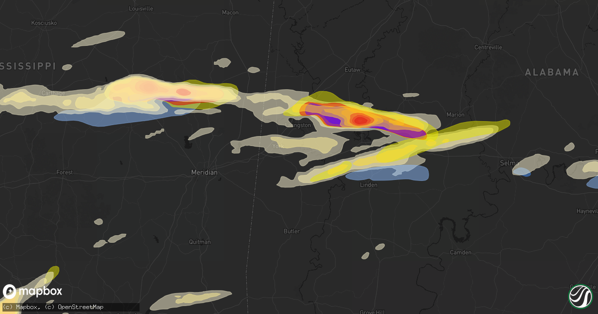 Hail map in York, AL on May 6, 2026