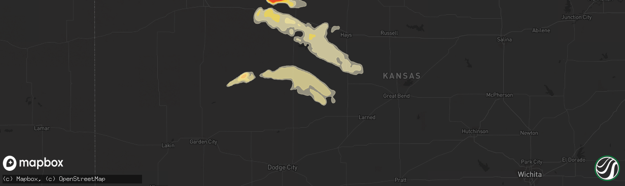 Hail map in Bazine, KS on May 7, 2013