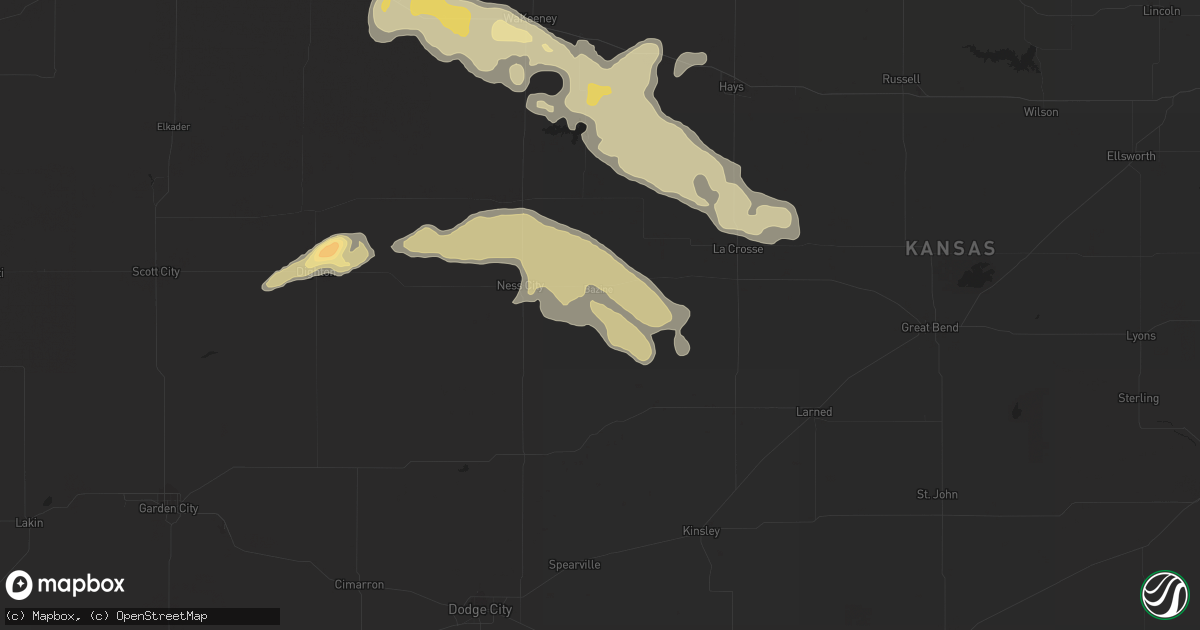 Hail map in Bazine, KS on May 7, 2013
