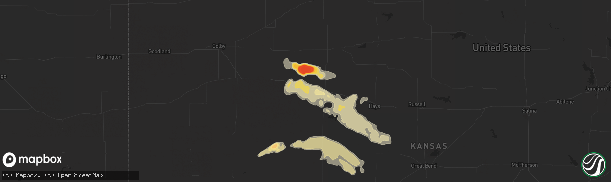 Hail map in Collyer, KS on May 7, 2013