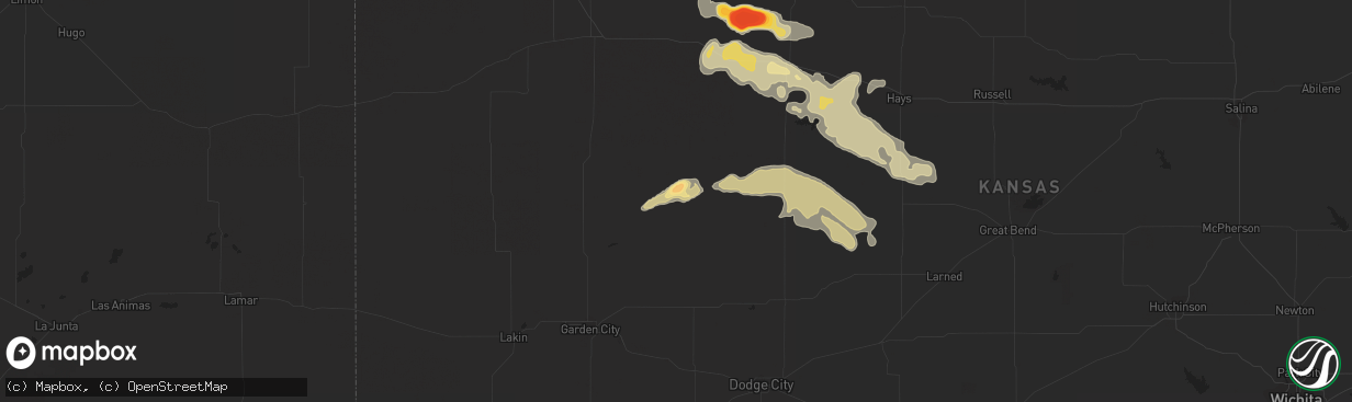Hail map in Dighton, KS on May 7, 2013