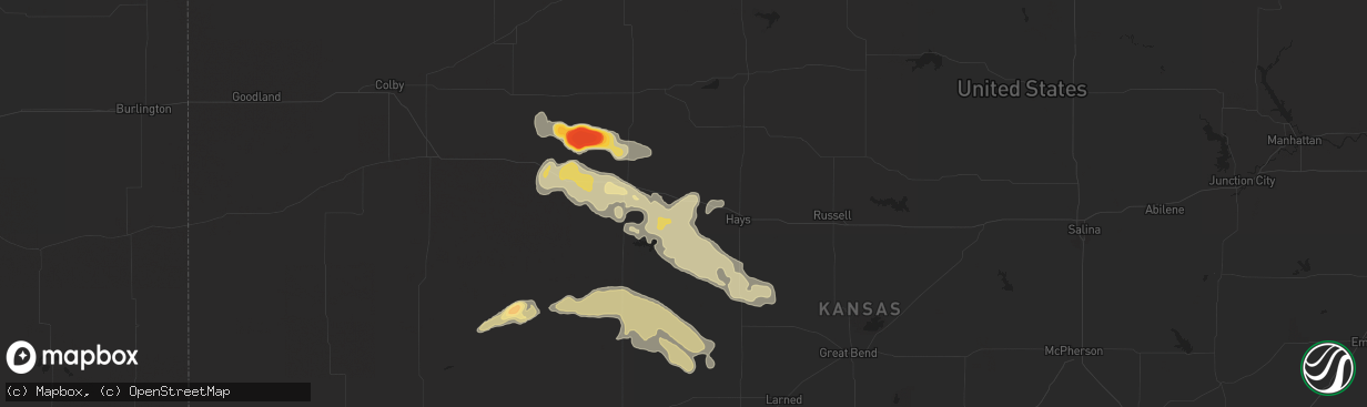 Hail map in Ellis, KS on May 7, 2013