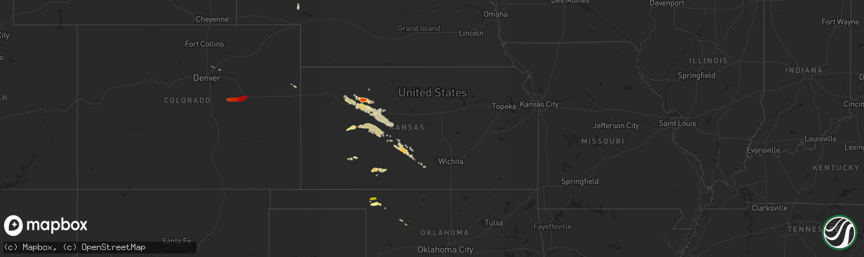 Hail map in Kansas on May 7, 2013