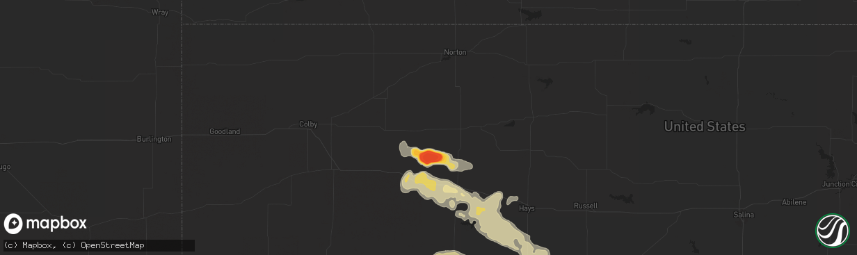 Hail map in Morland, KS on May 7, 2013