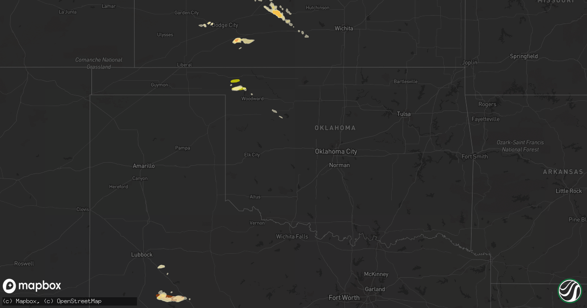 Hail map in Oklahoma on May 7, 2013
