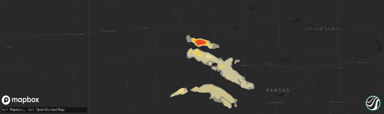 Hail map in Quinter, KS on May 7, 2013