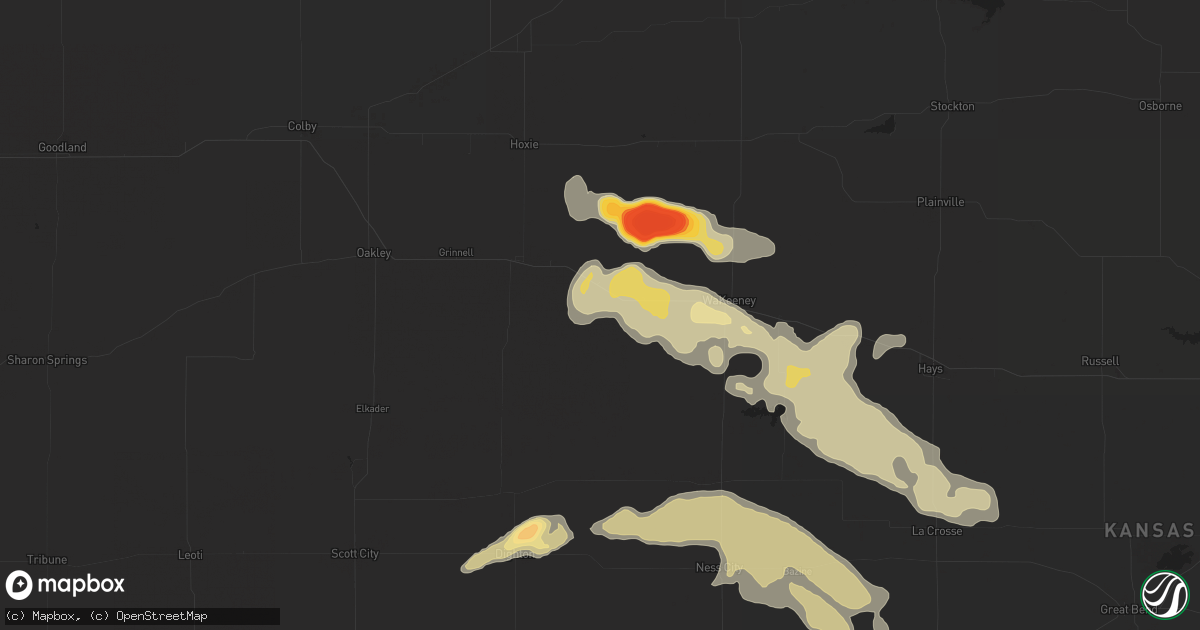 Hail map in Quinter, KS on May 7, 2013