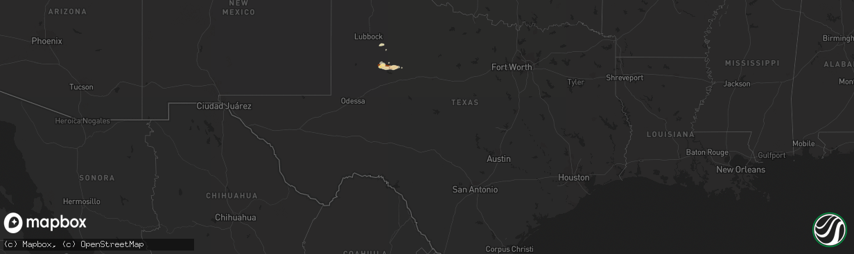 Hail map in Texas on May 7, 2013