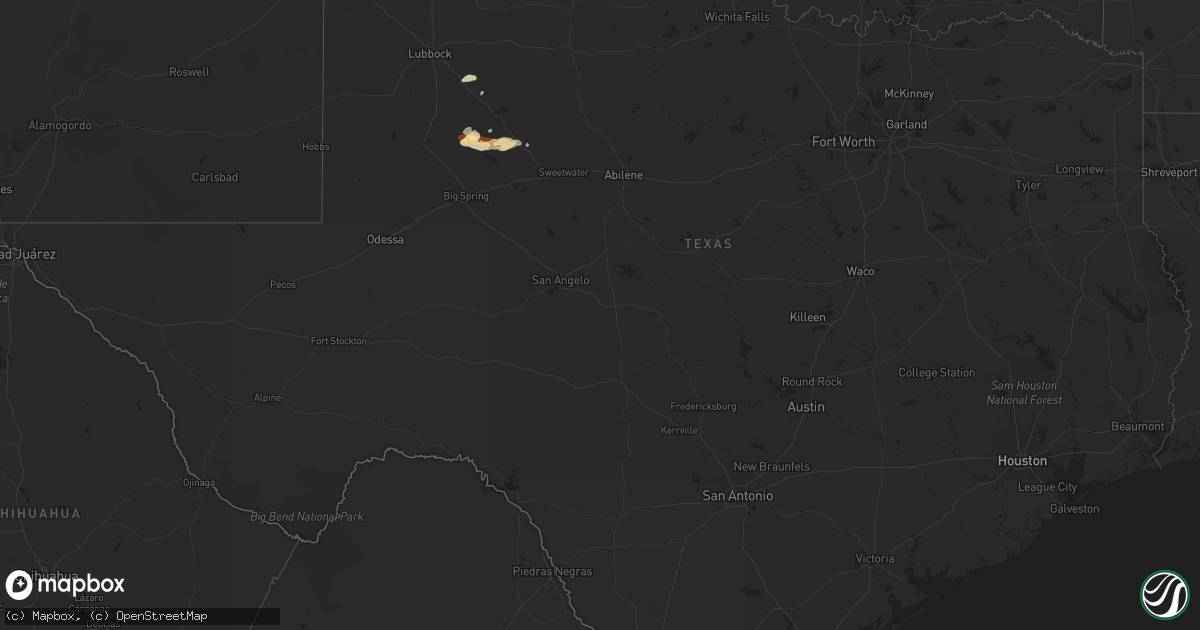 Hail map in Texas on May 7, 2013