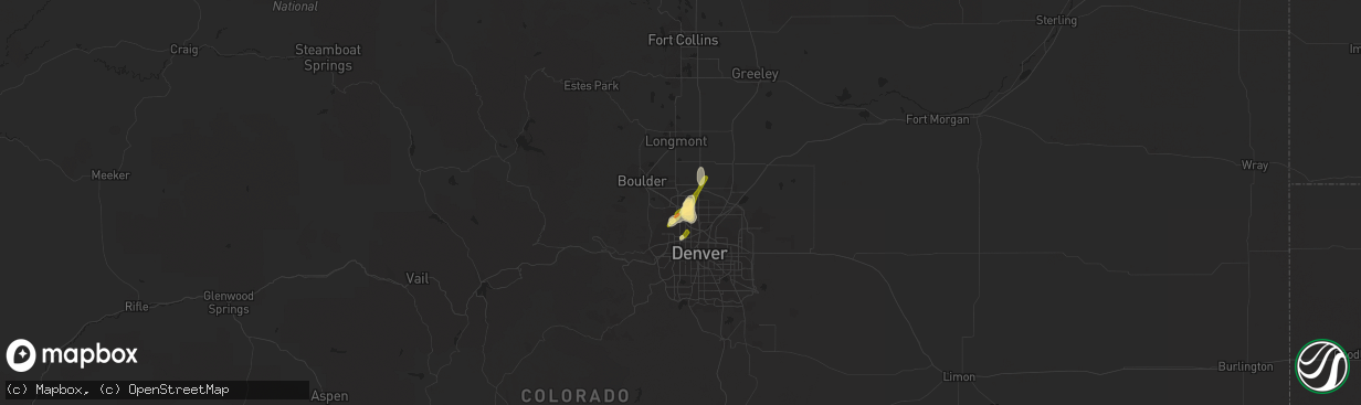 Hail map in Broomfield, CO on May 7, 2014