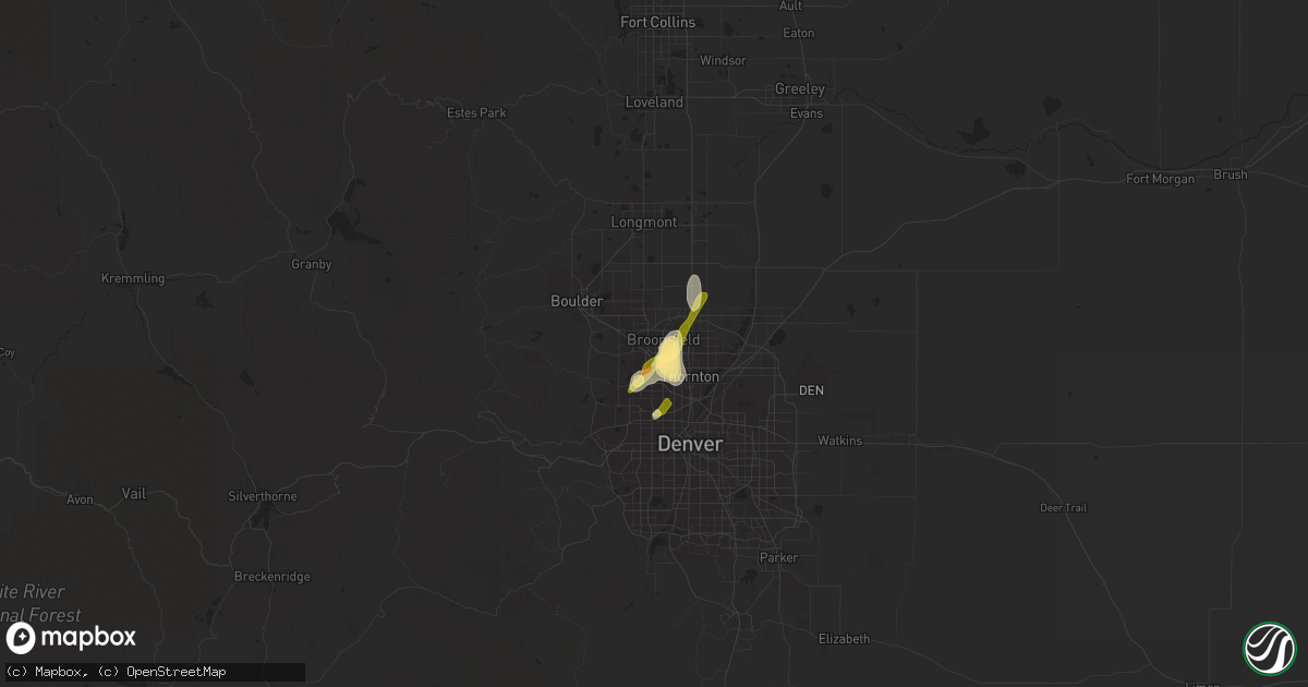 Hail map in Broomfield, CO on May 7, 2014