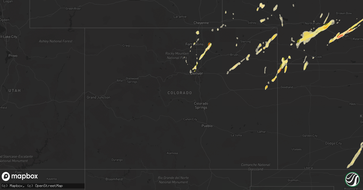 Hail map in Colorado on May 7, 2014