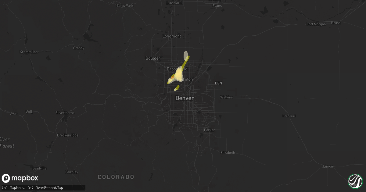 Hail map in Denver, CO on May 7, 2014