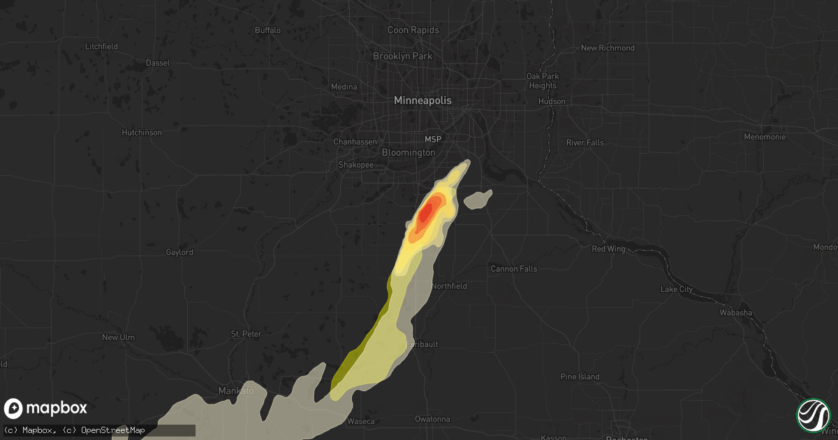 Hail map in Lakeville, MN on May 7, 2014