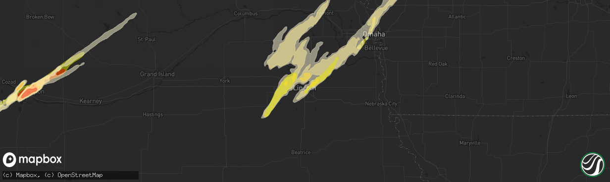 Hail map in Lincoln, NE on May 7, 2014