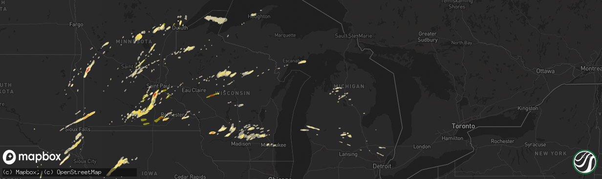 Hail map in Michigan on May 7, 2014